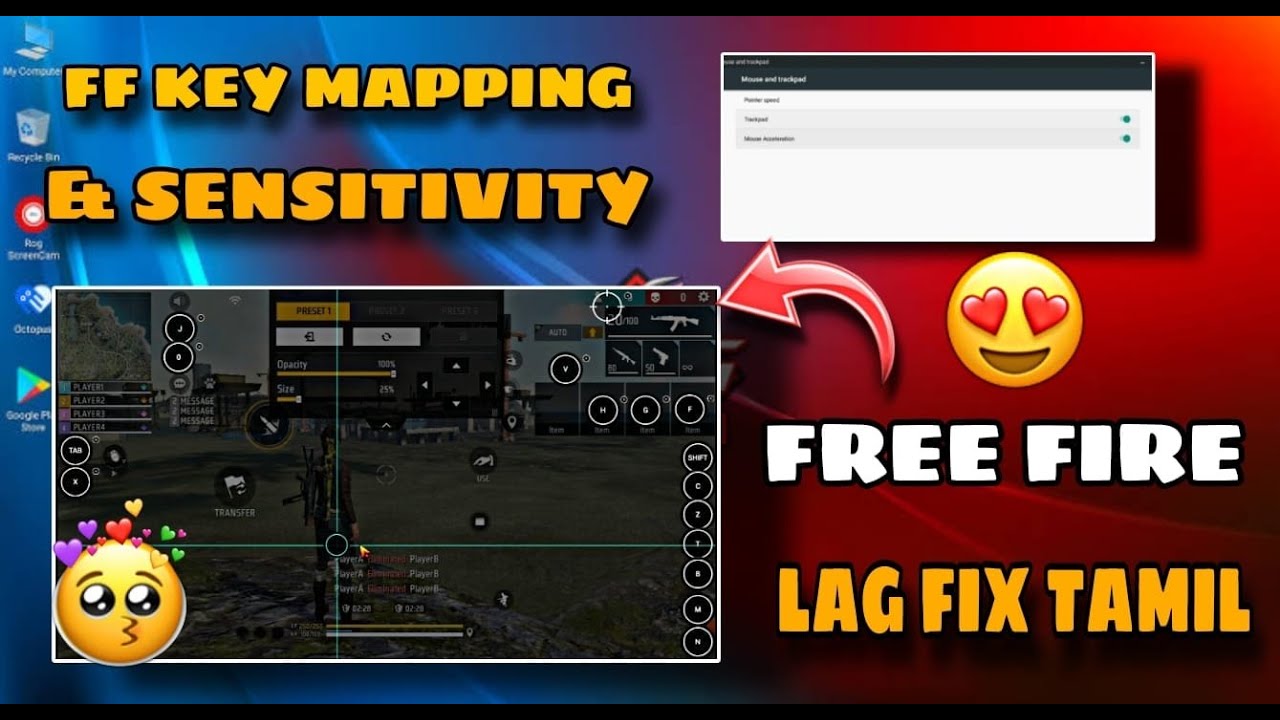 Phoenix Os Free Fire Keymapping & Sensitivity Tamil | Free Fire Lag Fix Rog Os #phoenix #phoenixos