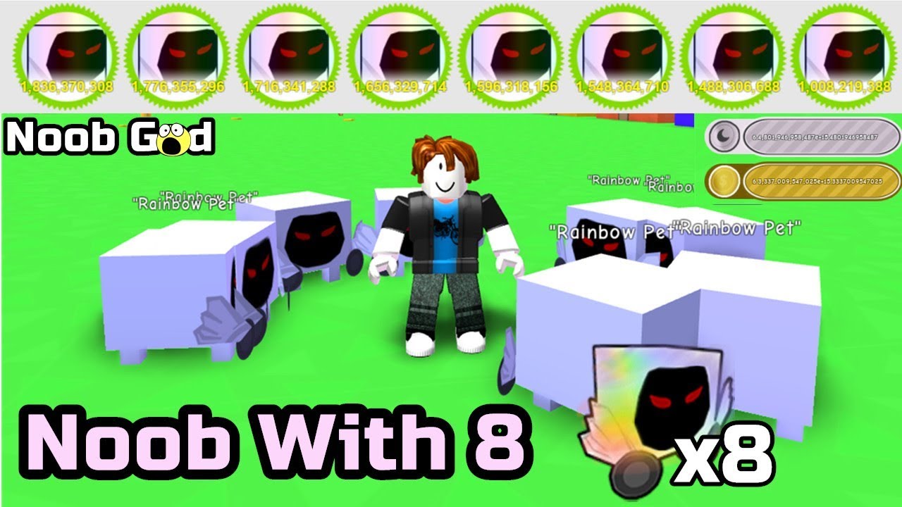 Noob With 8 Rainbow Dominus Huge! 8 Level Billions [100k Subs Giveaway] - Pet Simulator