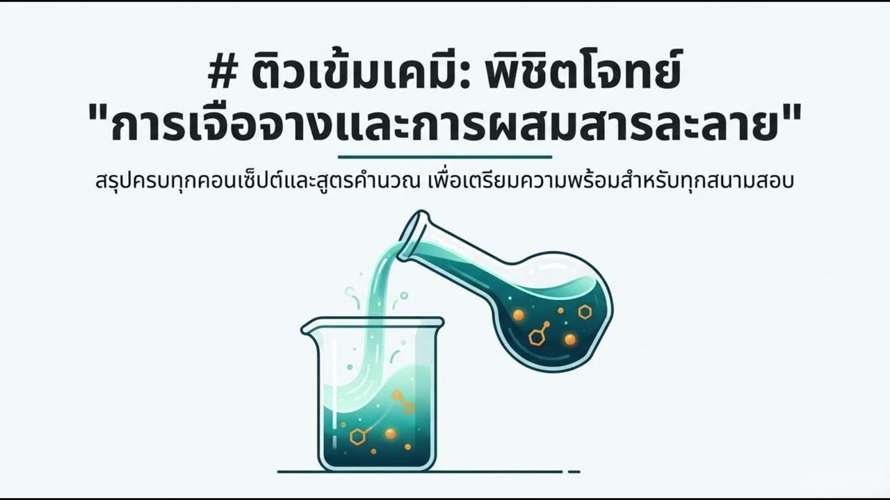 สรุปสูตรเคมี "การเจือจาง & ผสมสารละลาย" เข้าใจง่ายใน 7 นาที