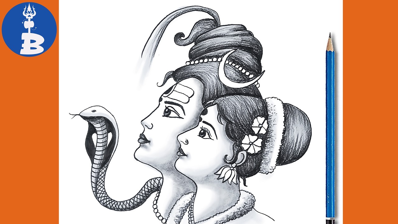 Maha Shivaratri Drawing _ Mahadev Parvati Pencil Sketch _ Shivratri Special Drawing Easy