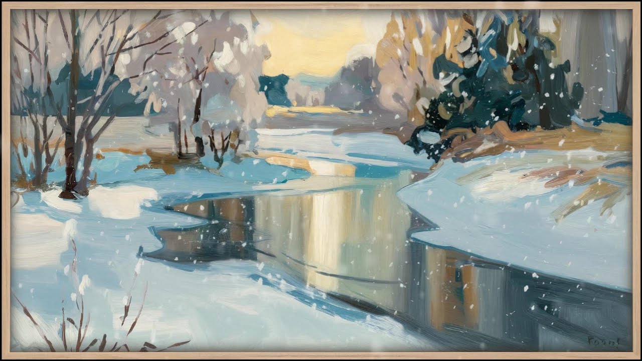Winter Art in 4K: Calm Snowfall with Serene Winter Sounds | TV Art Frame