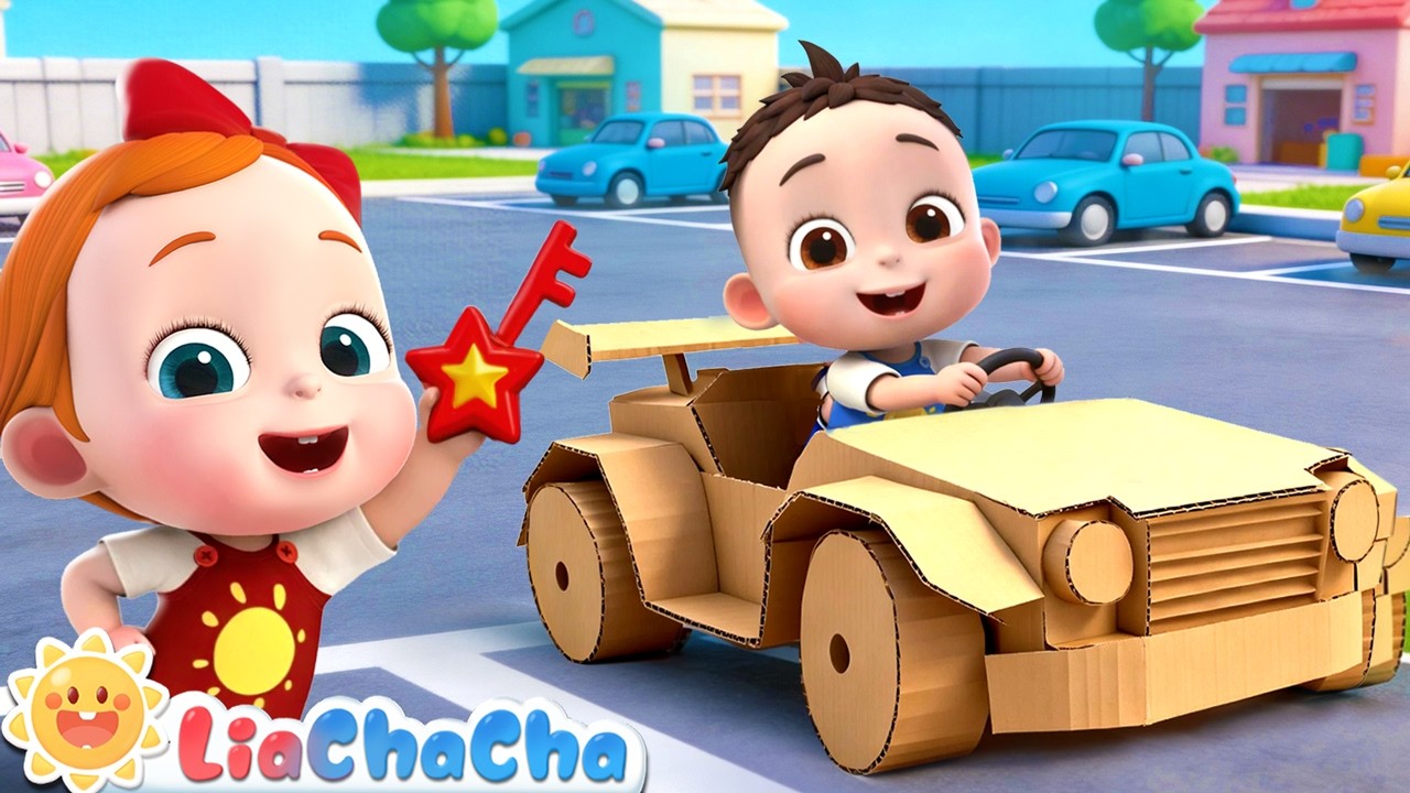 Cardboard Car Challenge | Learn Vehicles for Babies | Toddler Songs & Preschool Learning | LiaChaCha