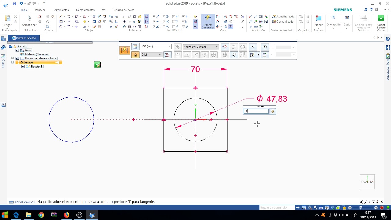Tutorial Solid Edge: Práctica boceto - extrusión 1