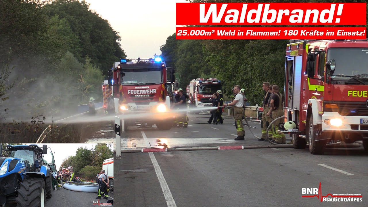[25.000m² Wald brennen!] Waldbrand an A31 bei Dorsten/Schermbeck! Landwirte unterstützen Feuerwehr!