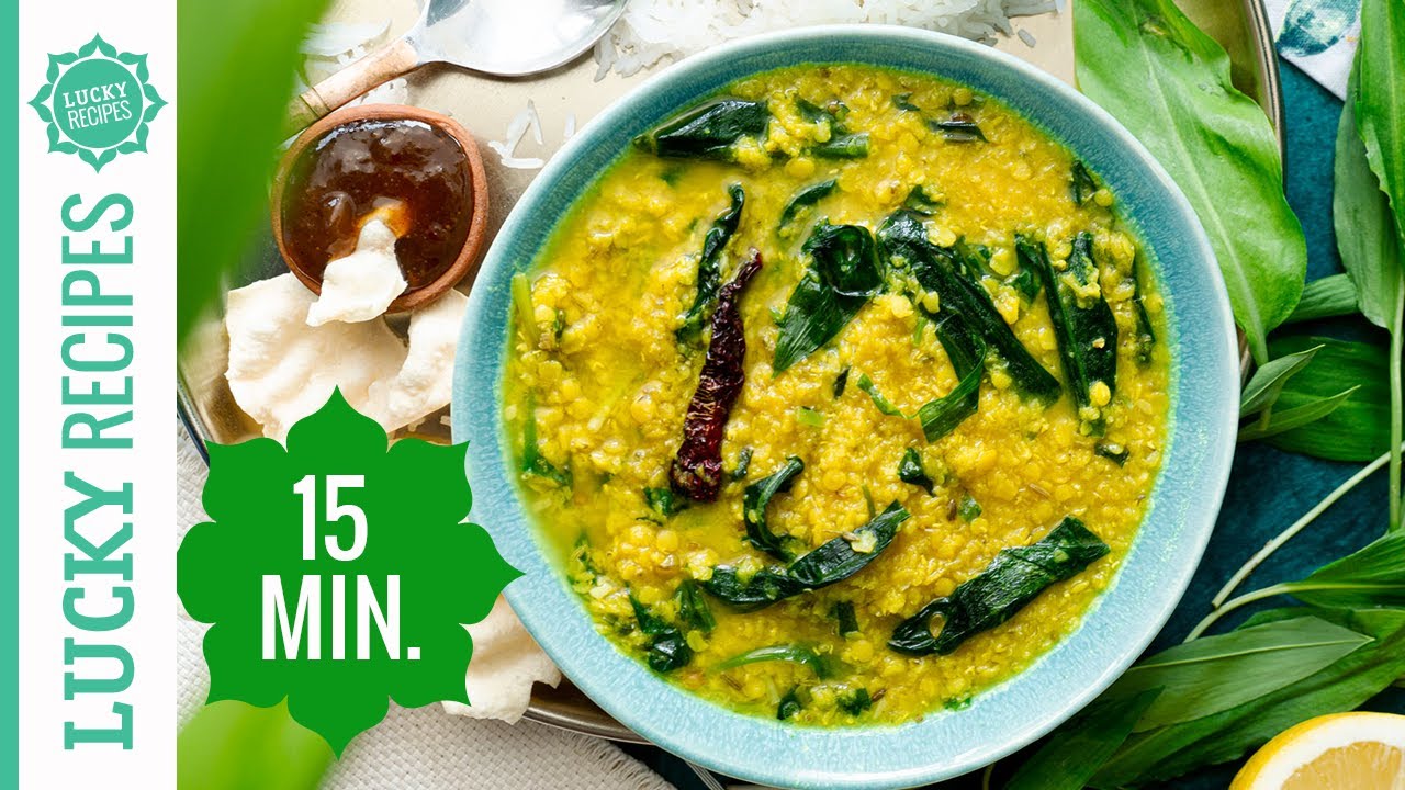 Gelbes Linsen Dal Rezept mit B&auml;rlauch 15 Min.| Leichtes Fr&uuml;hlingsrezept | Vegane Rezepte