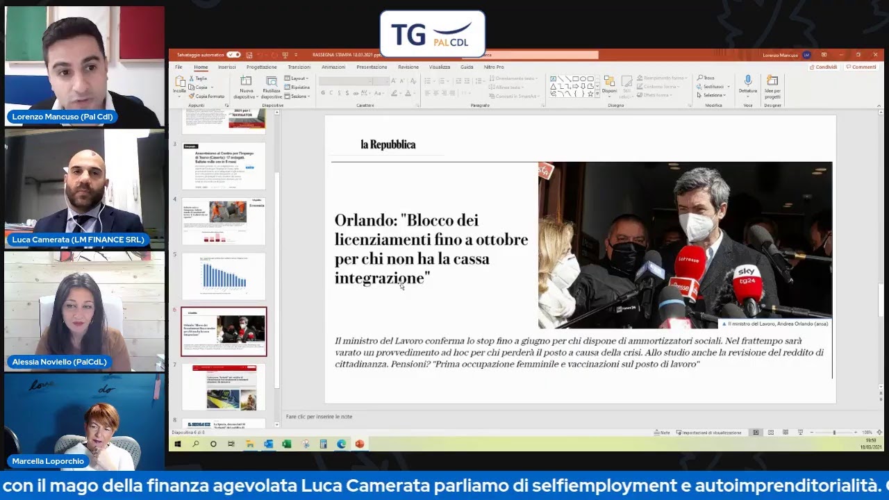 Tg delle politiche del lavoro - 18.03.2021 con Luca Camerata