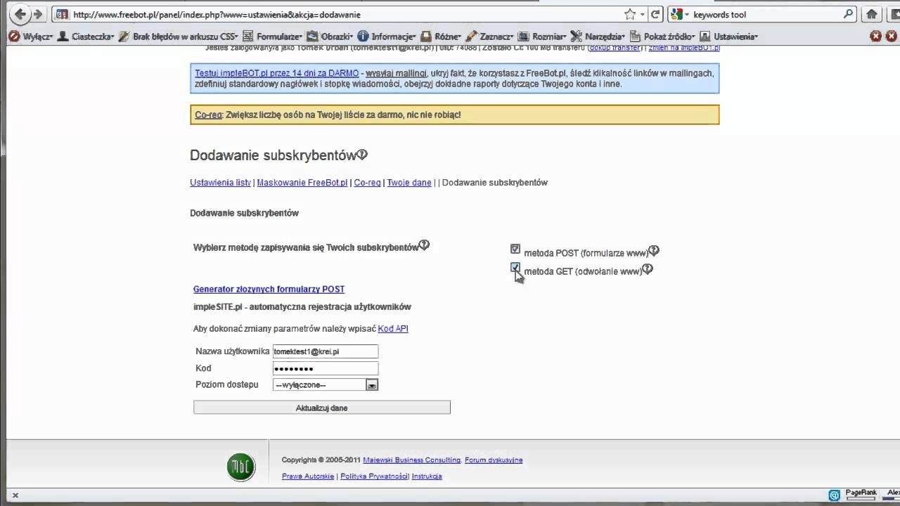 Jak założyć liste mailingową? - autoresponder implebot. NitroLista