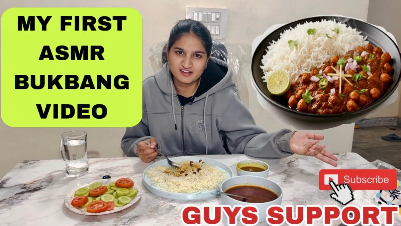 My first asmr Mukbang video guys support me 🌶️chole Chawal Eating 🔥 Eat with me Daily🐣
