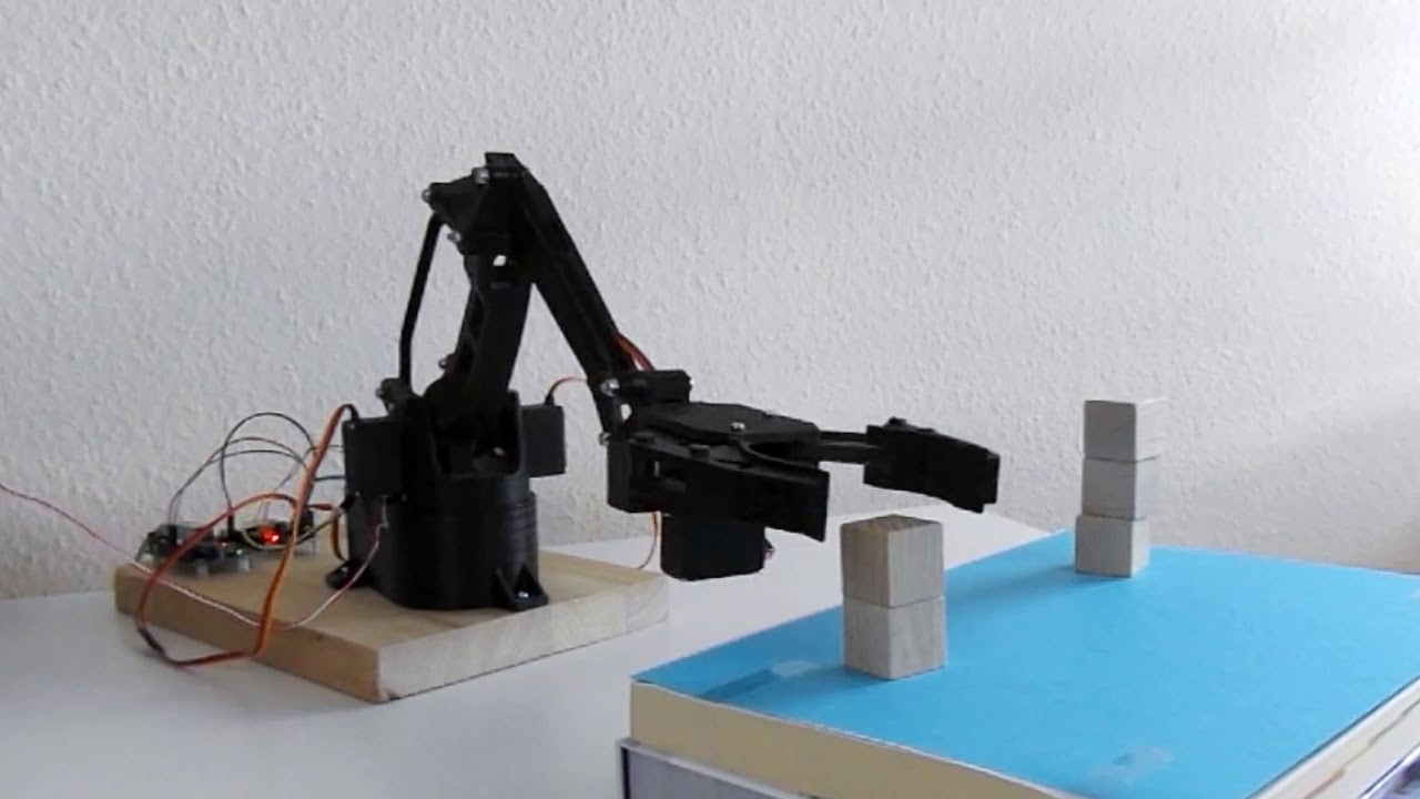 EEZYbotArm MK2 + modified V-Gripper cube stacking test