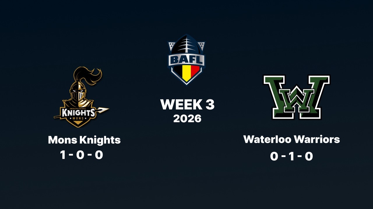 2026 BAFL DIV1 - WEEK 3: MONS KNIGHTS @ WATERLOO WARRIORS