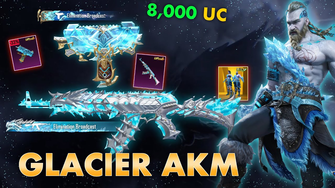 New LUCKIEST Glacier ULTIMATE Set CRATE OPENING | 8k uc Glacier AKM and Uzi opening 😱🤯 | BGMI