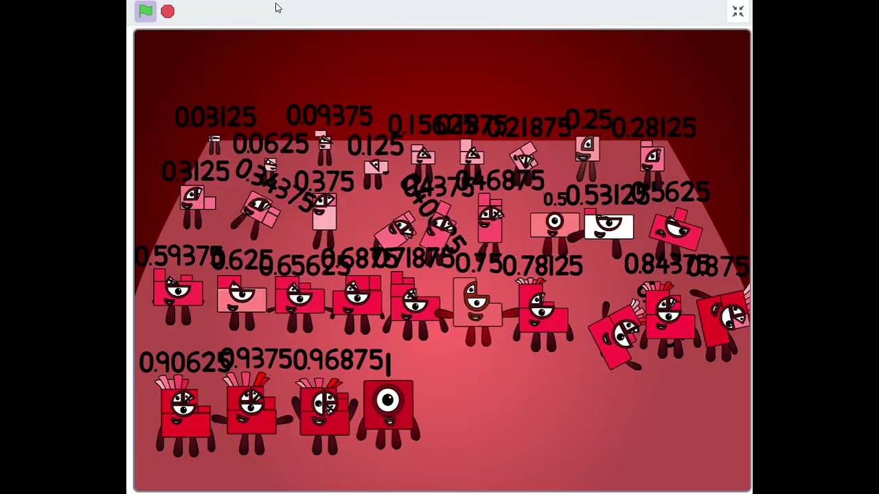 Numberblocks band 32nds up to 1 (256ths theme)