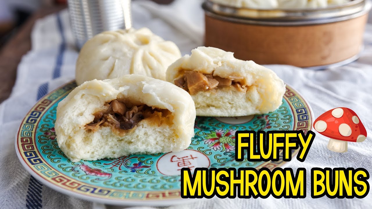 FLUFFY MUSHROOM BUNS!! | VEGAN DIM SUM COOKBOOK! (香菇包子)