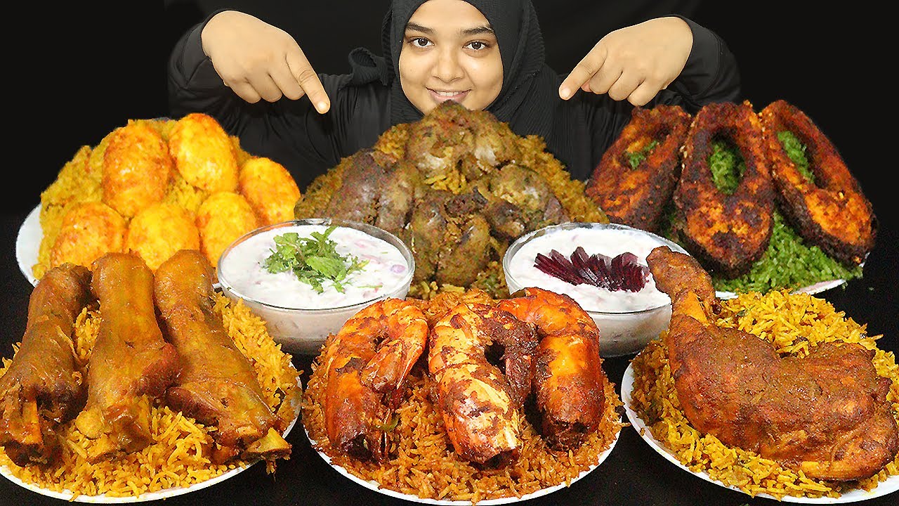 MUTTON BIRYANI, CHICKEN BIRYANI, KALEJI BIRYANI, FISH BIRYANI, PRAWNS BIRYANI, EGG BIRYANI | MUKBANG