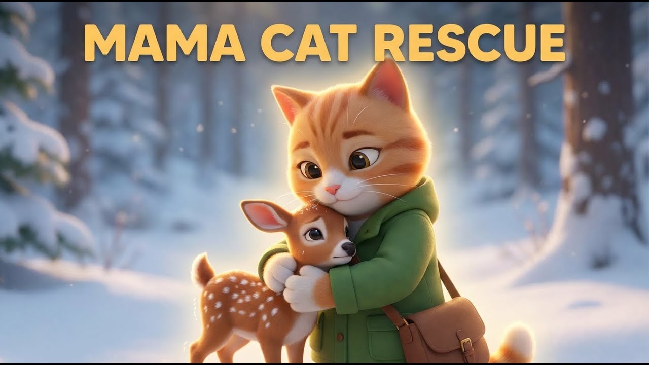 Mama Cat Rescues a Baby Deer in Snow ❄️ | Emotional Animal Rescue Story 