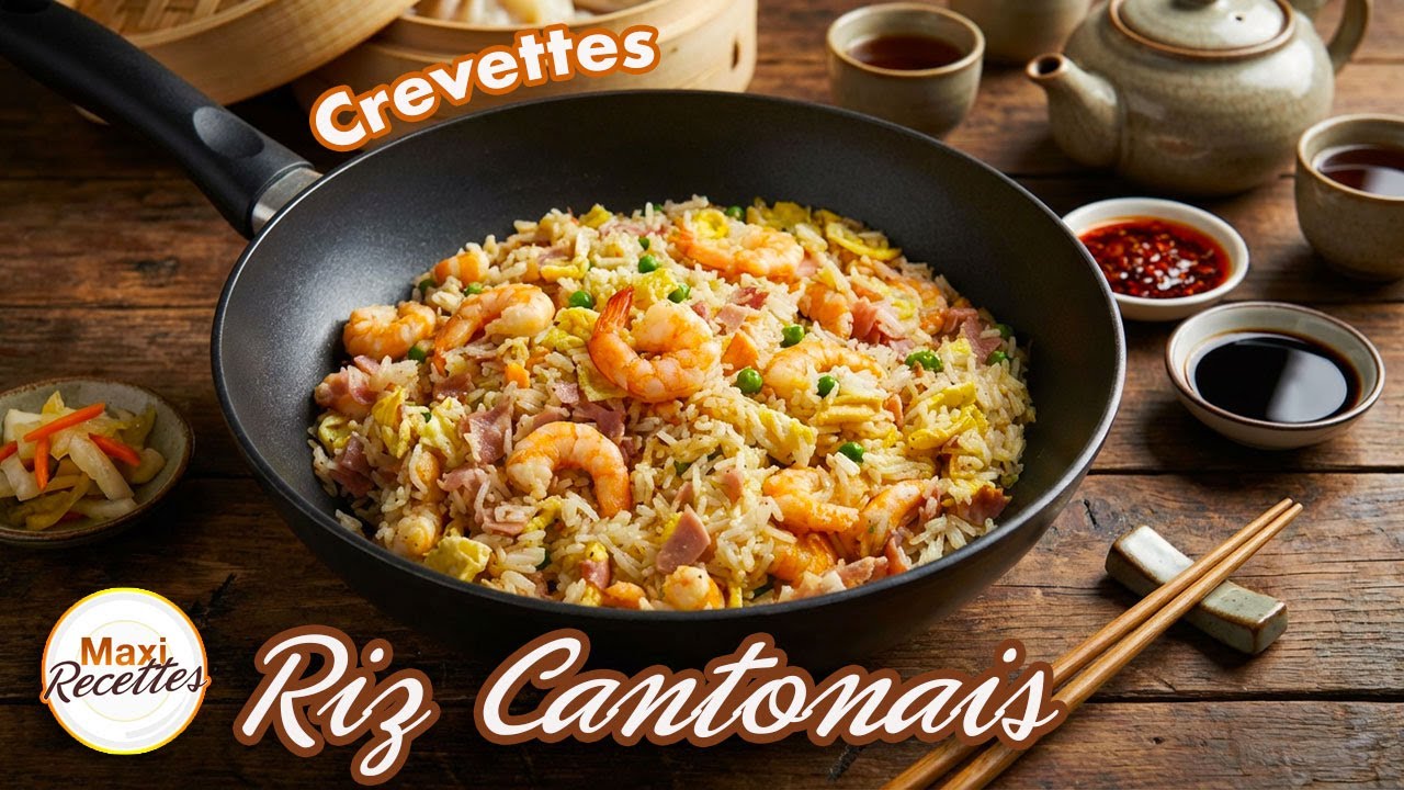 Riz Cantonais aux Crevettes Recette Facile et Rapide