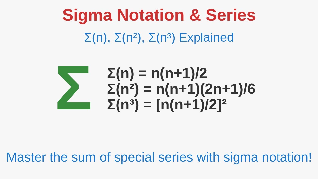 Master Sigma Notation  : Learn Special Series Summations ∑n, ∑n², ∑n³ with Simple Steps
