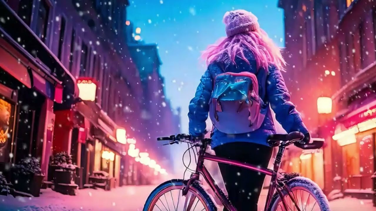 Lo-Fi Bike Girl City Winter Vibes