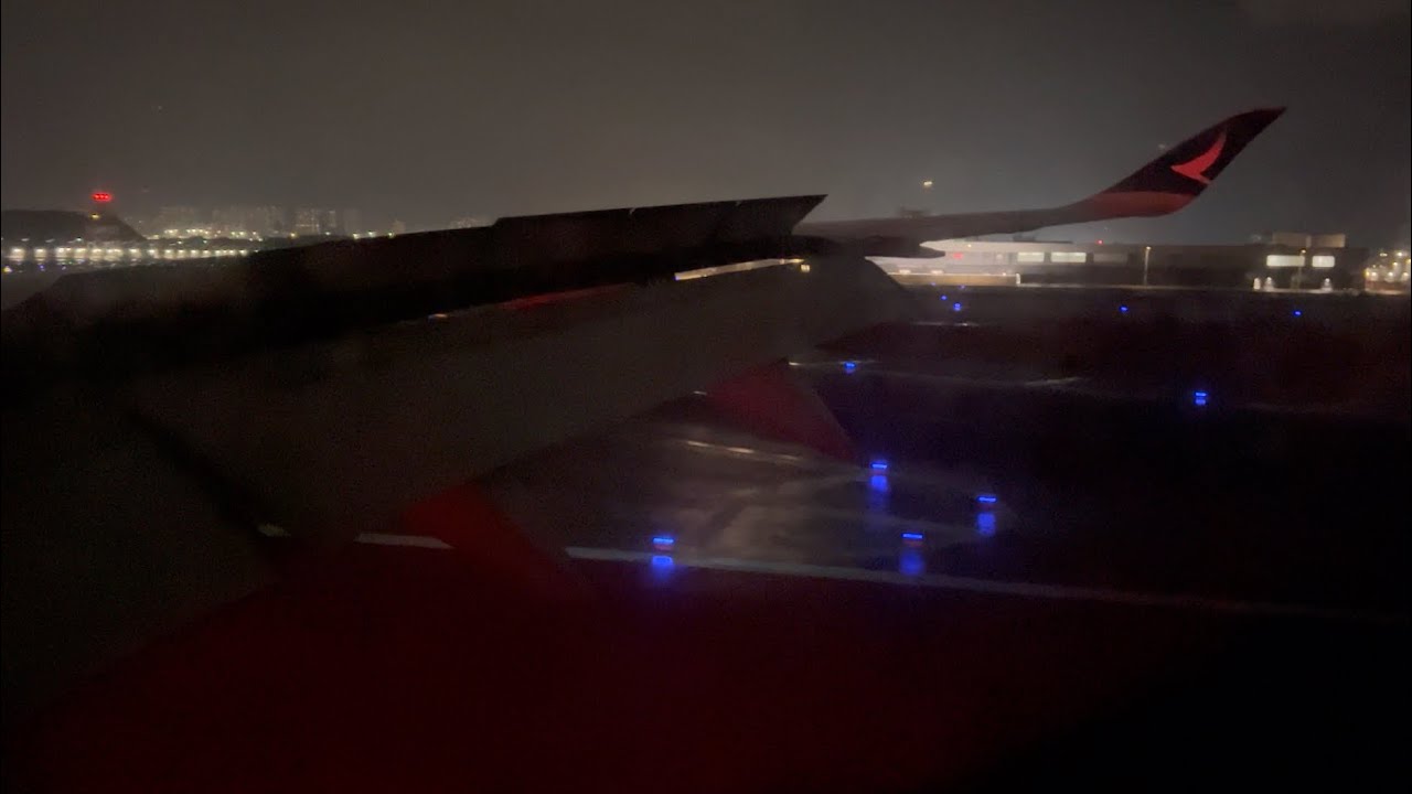 Cathay Pacific A350-1000 Night Landing into Hong Kong International Airport