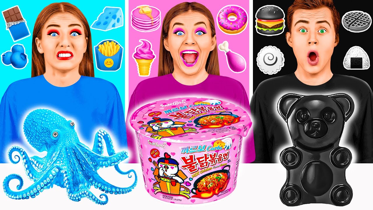 24 Часа Едим Еду Одного Цвета Челлендж | Война Пранков от PaRaRa Challenge