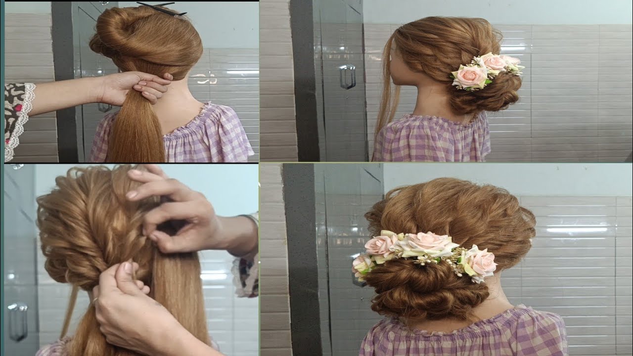 Beautiful Low Messy Bun Hairstyle For Gown | Wedding Bun Hairstyle | Trending Bun For Wedding | 