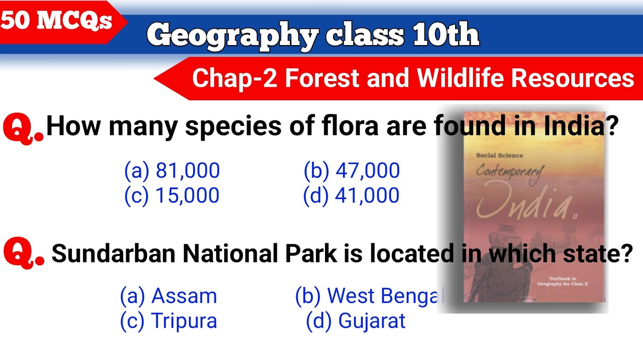 MCQs on Class 10th 🌍Geography chapter 2 🔥🔥Forest and Wildlife Resources🏞 || try to score 10/50🎯
