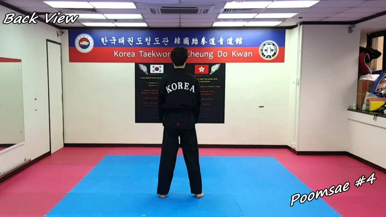 Taekwondo - Poomsae 4 (Sa Jang) Slow-motion & Mirror