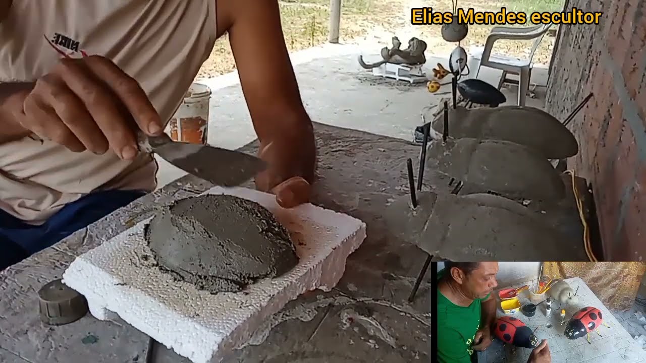 como fazer #joaninha de #cimento 🐞 muito fácil