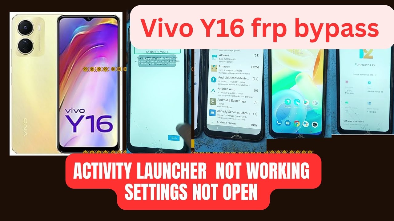 Vivo Y16 Frp bypass | settings not open | activity launcher not working