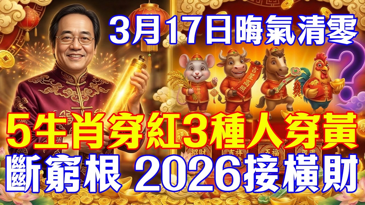 倪海厦：3月17日「晦氣清零」！5生肖穿紅，3種人穿黃，忌穿破損衣物！把一整年的壞運都丟掉，2026年大吉大利！#倪海廈#2026運勢#赤馬年#中醫養生#風水#生肖運勢#晦日#黃帝內經#穿衣风水#財運