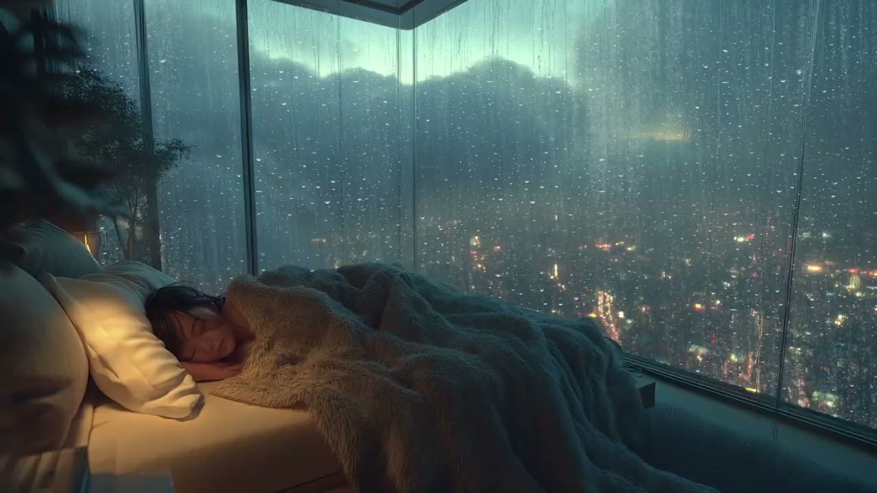 Relaxing Rainy Piano with Annie | Cozy Glass Apartment Night in the City 🌧️🎹