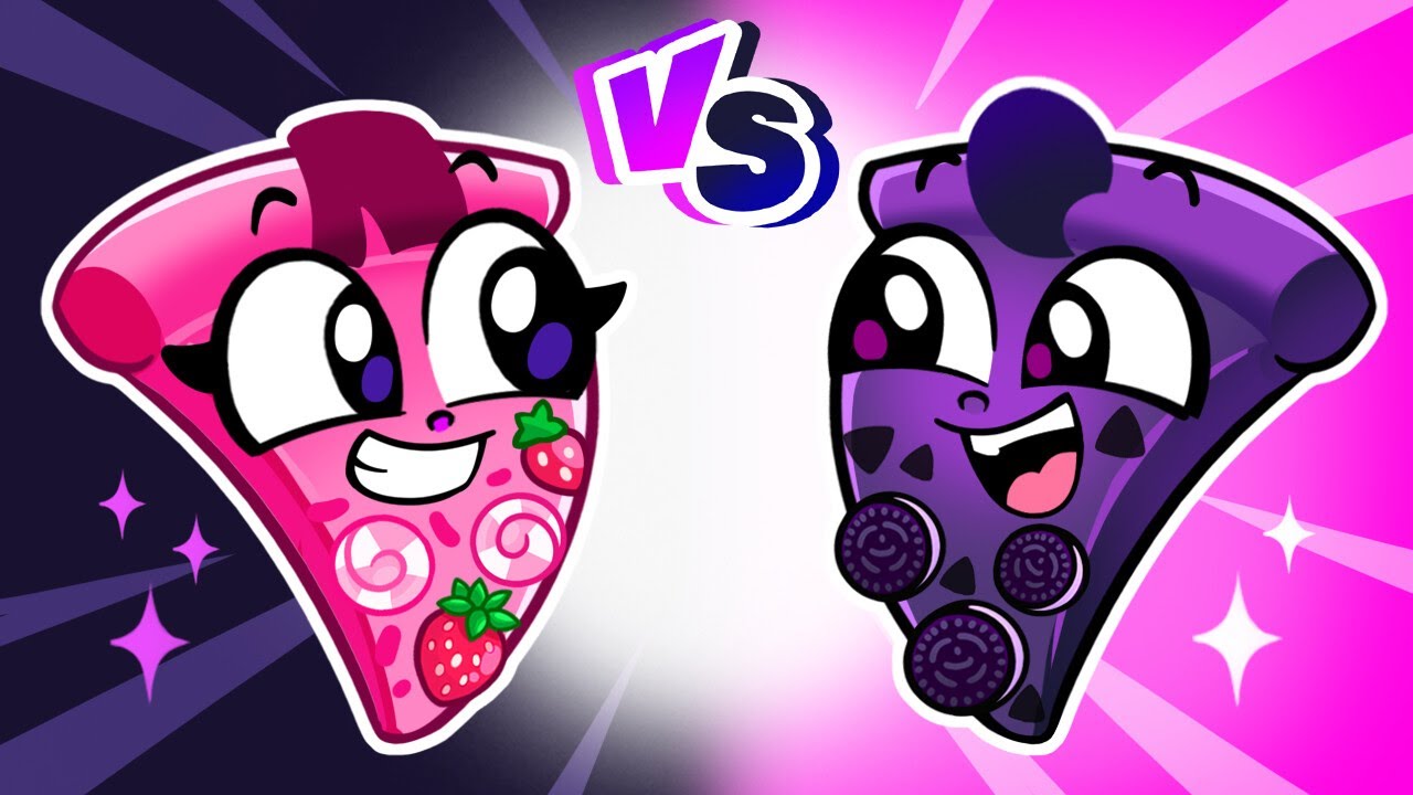 Pink vs Black Pizza Song!💖🖤 Colour Time!🌈Funny Kids Songs 🎵 And Nursery Rhymes