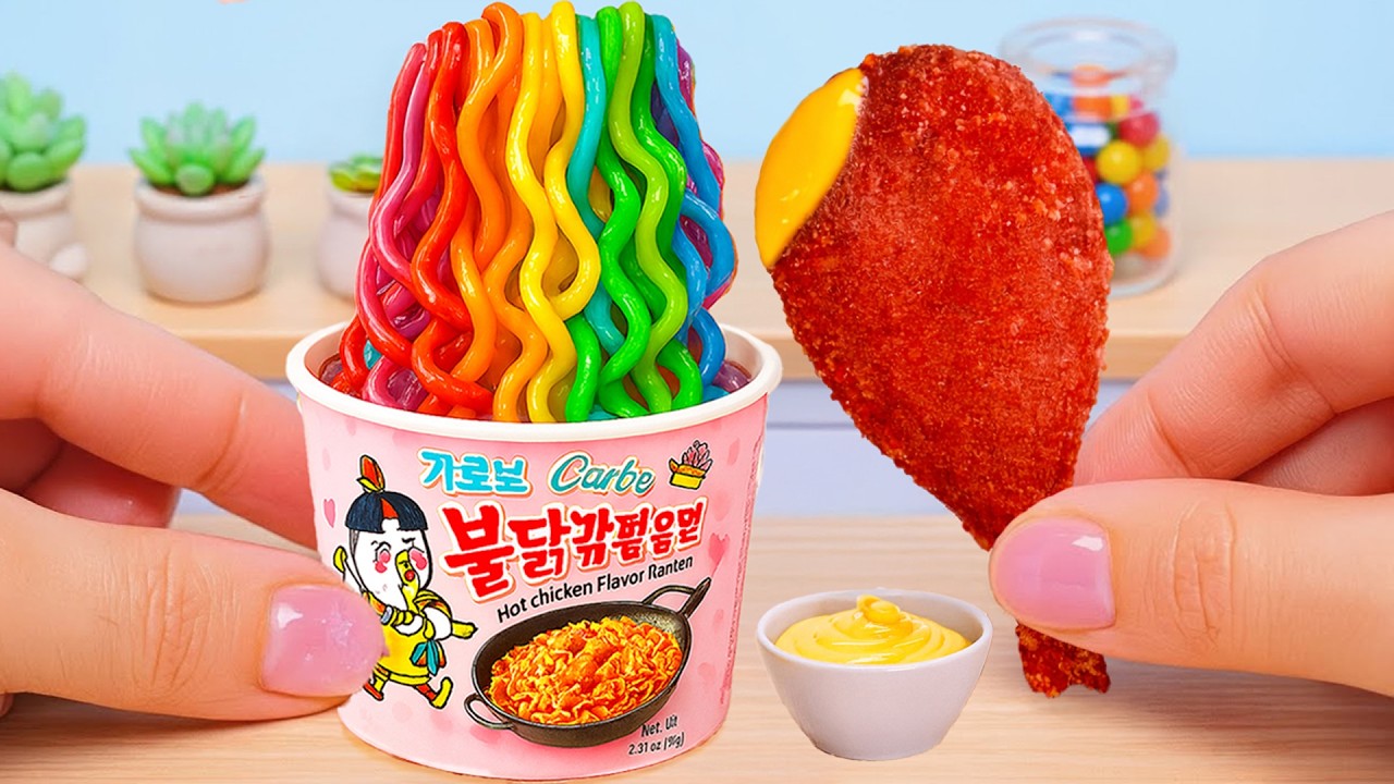 Miniature Cooking Rainbow Noodles and Cheetos Fried Chicken | Miniature Cooking Food Compilation