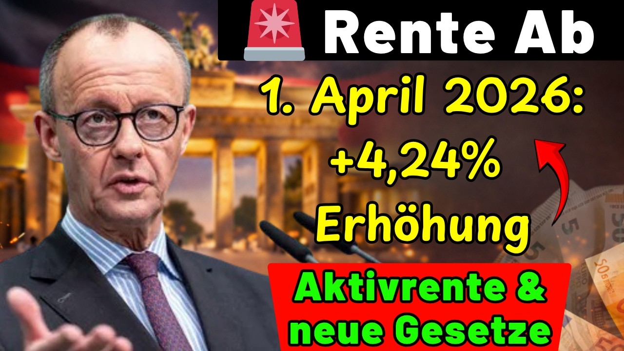 Rente ab 1 April 2026: +4,24% Erh&ouml;hung, Aktivrente & neue Gesetze &ndash; Was jetzt wirklich f&uuml;r Sie gilt!