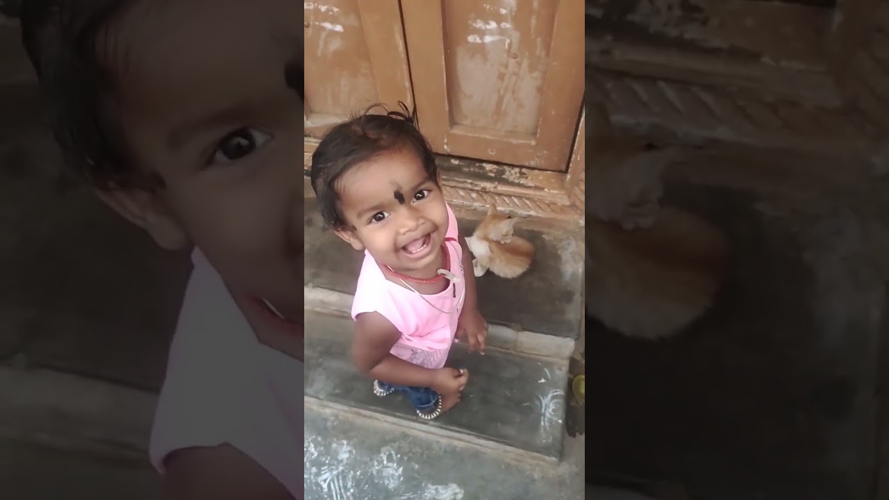 My baby 👸 fun with cat 🐈😂😂 குட்டி விளையாட்டு #gokilamithra