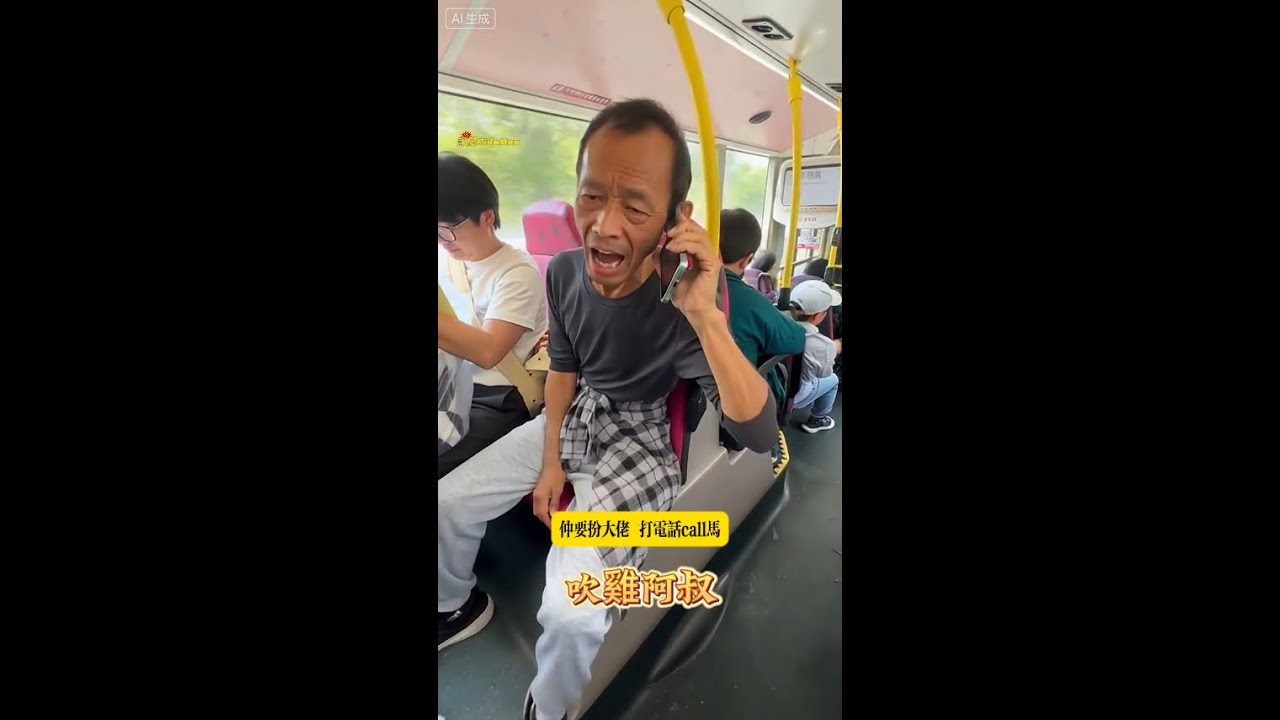 元朗阿叔巴士吹雞！全程對住聽筒講嘢笑爆嘴～