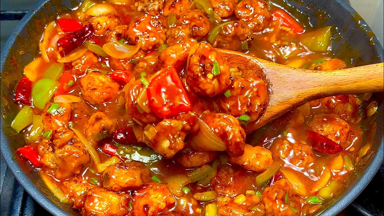 चीली गार्लिक प्रॉन्स | Chilli Garlic Prawns in thick sauce| Red Sauce Prawns | Indochinese prawns