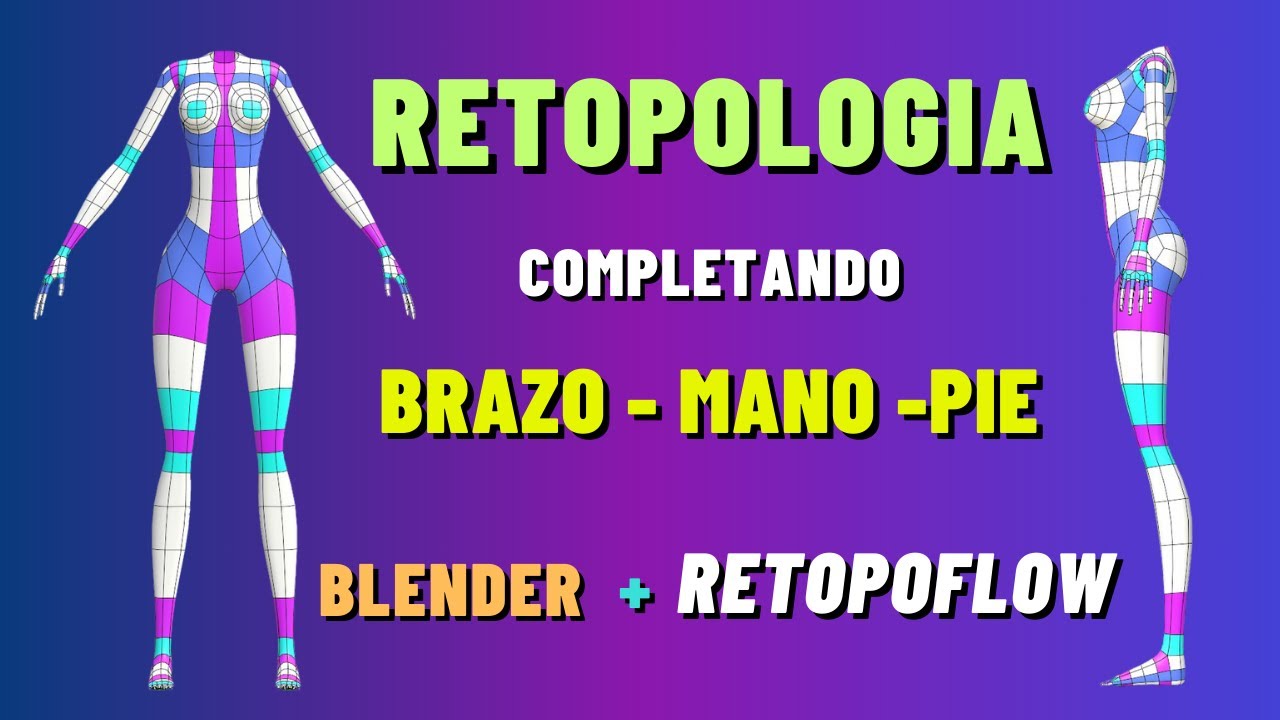 Retopologia en Blender - Brazo - Mano - Pie con RETOPOFLOW