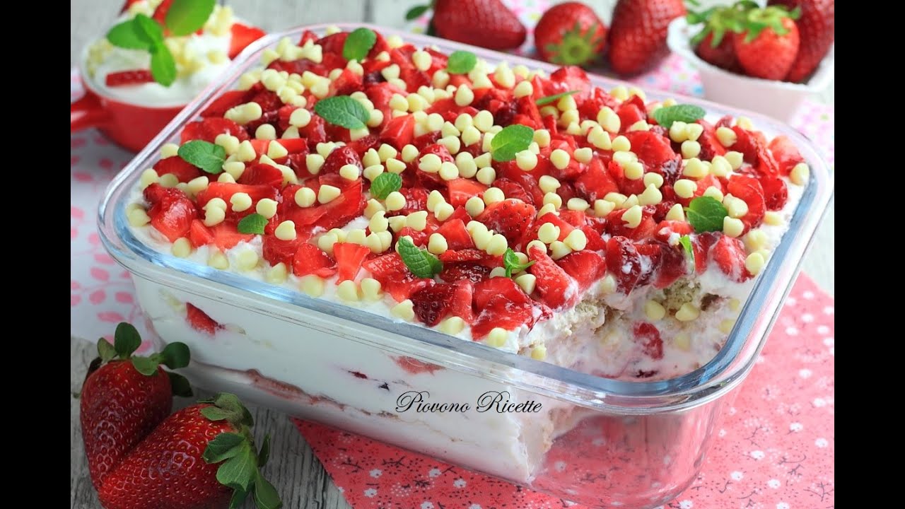 TIRAMISÙ ALLE FRAGOLE e CIOCCOLATO BIANCO - fresco, goloso e senza uova crude!