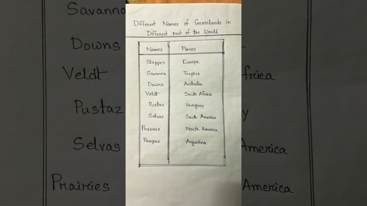 DIFFERENT NAMES OF GRASSLANDS IN THE WORLD🔥
