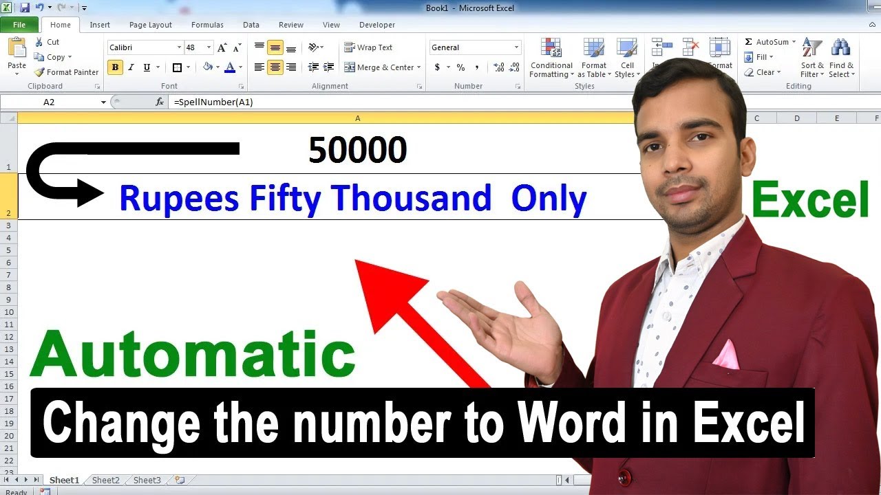 Change the number to Word in Excel with this formula