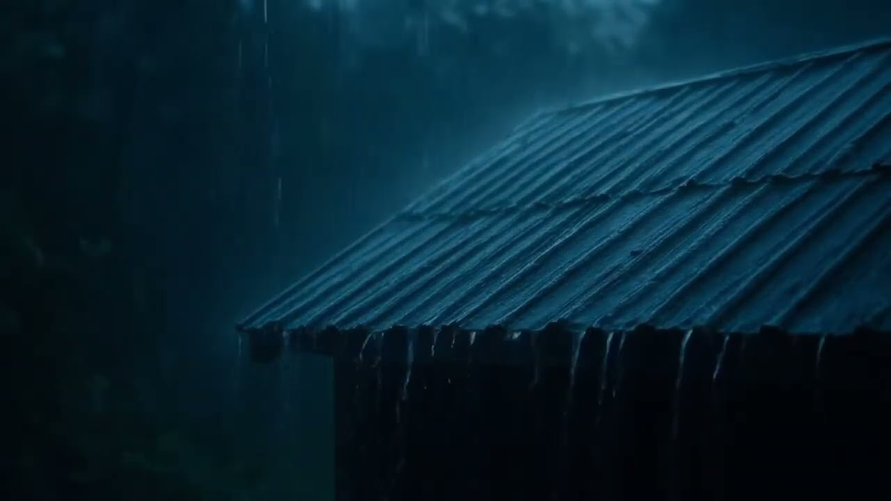 Deep Sleep Ambience | Heavy Rain Pouring Across a Wooden Roof