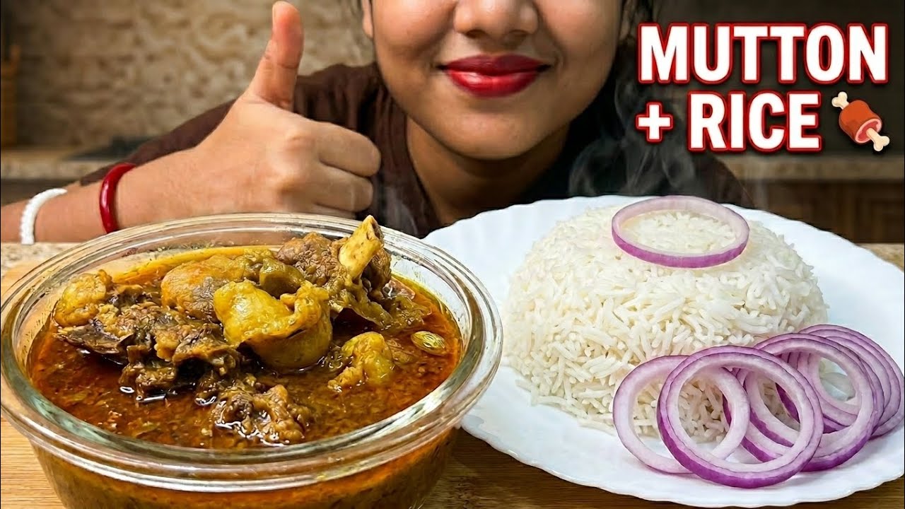Mutton Lovers Mukbang 🍖 | Rice + Spicy Gravy Eating Show