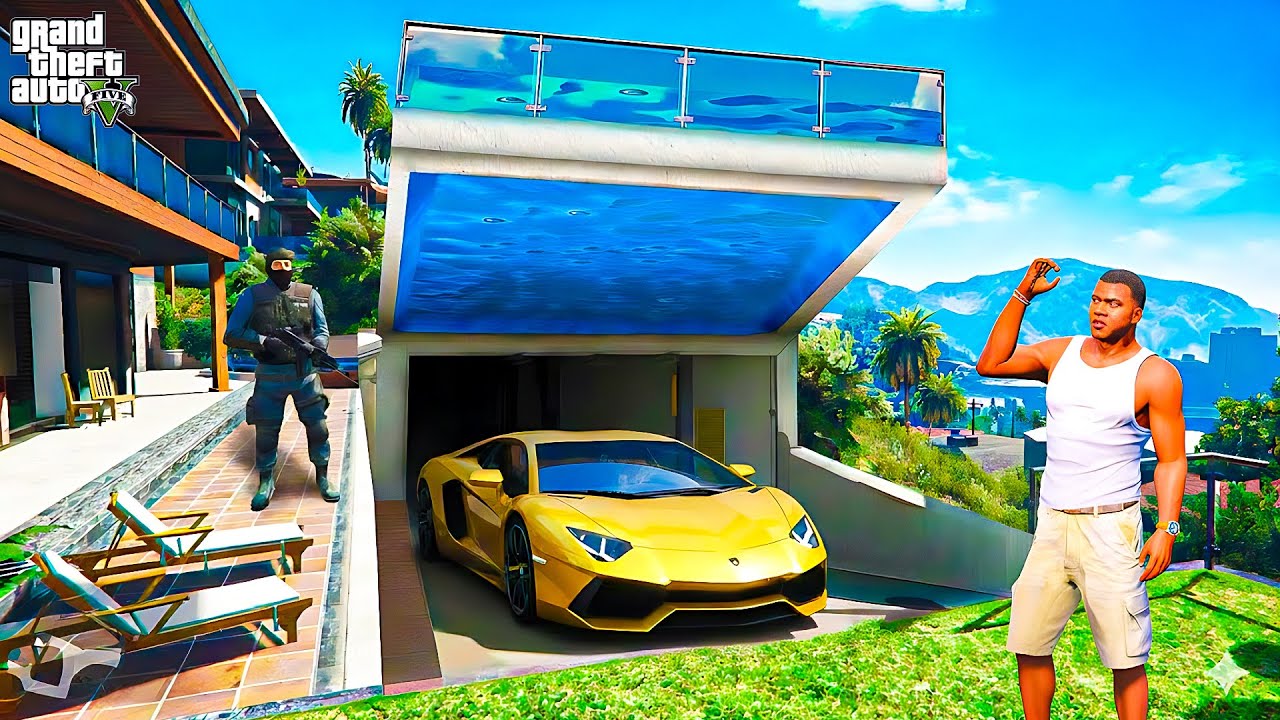GTA 5 : Franklin's House Has A Secret Garage Under It's Swimming Pool In GTA 5 ! (GTA 5 Mods)