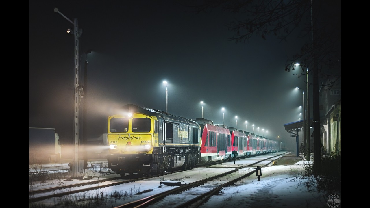 Class66 z nietypowym transportem 9 sztuk Coradia LINT dla PolRegio!
