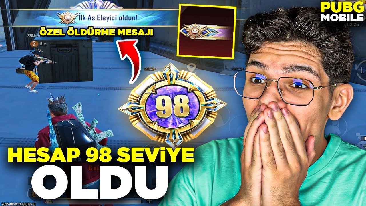 OHAA! HESAP 98 SEVİYE OLDU! ÖZEL ÖLDÜRME MESAJI - PUBG MOBİLE