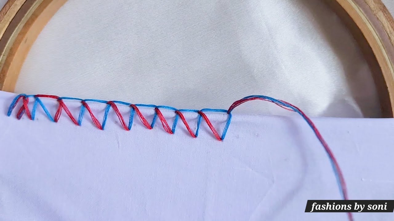 কাপড় তৈরি সুতা দিয়ে সুই সুতার কাজ ||Overloke hand stitch ||basic hand sewing ||Overloke stitch