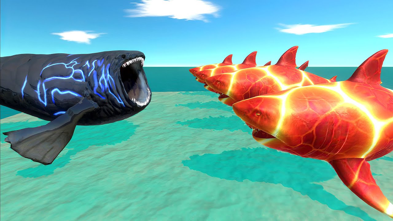 Aquatics Battle - Lava Megalodon VS The Bloop - Animal Revolt Battle Simulator