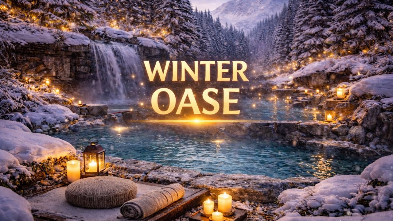 Tiefe Entspannung ❄️ | Winterlandschaft mit Wasserfall & Kerzen | Meditation & Ruhe
