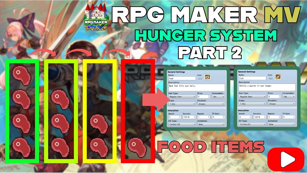Food Consumables - Hunger-System Part 2 | RPG Maker MV